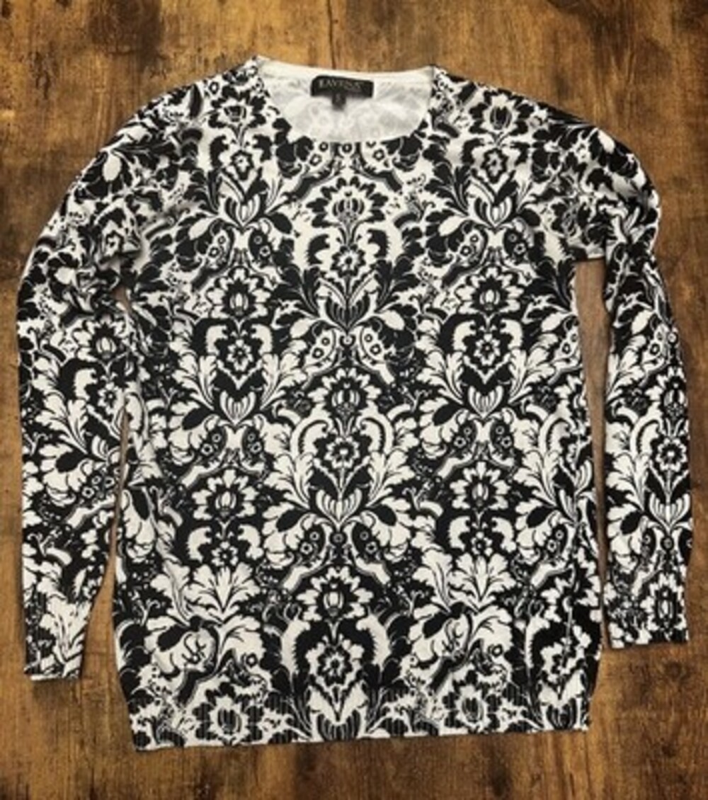 Lavena Fashion Damask Print Crewneck Sweater